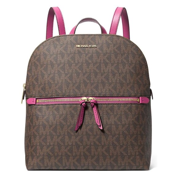 Michael Kors Handbags - Michael Kors Dallas Medium Signature Logo Backpack – Deep Fuchsia